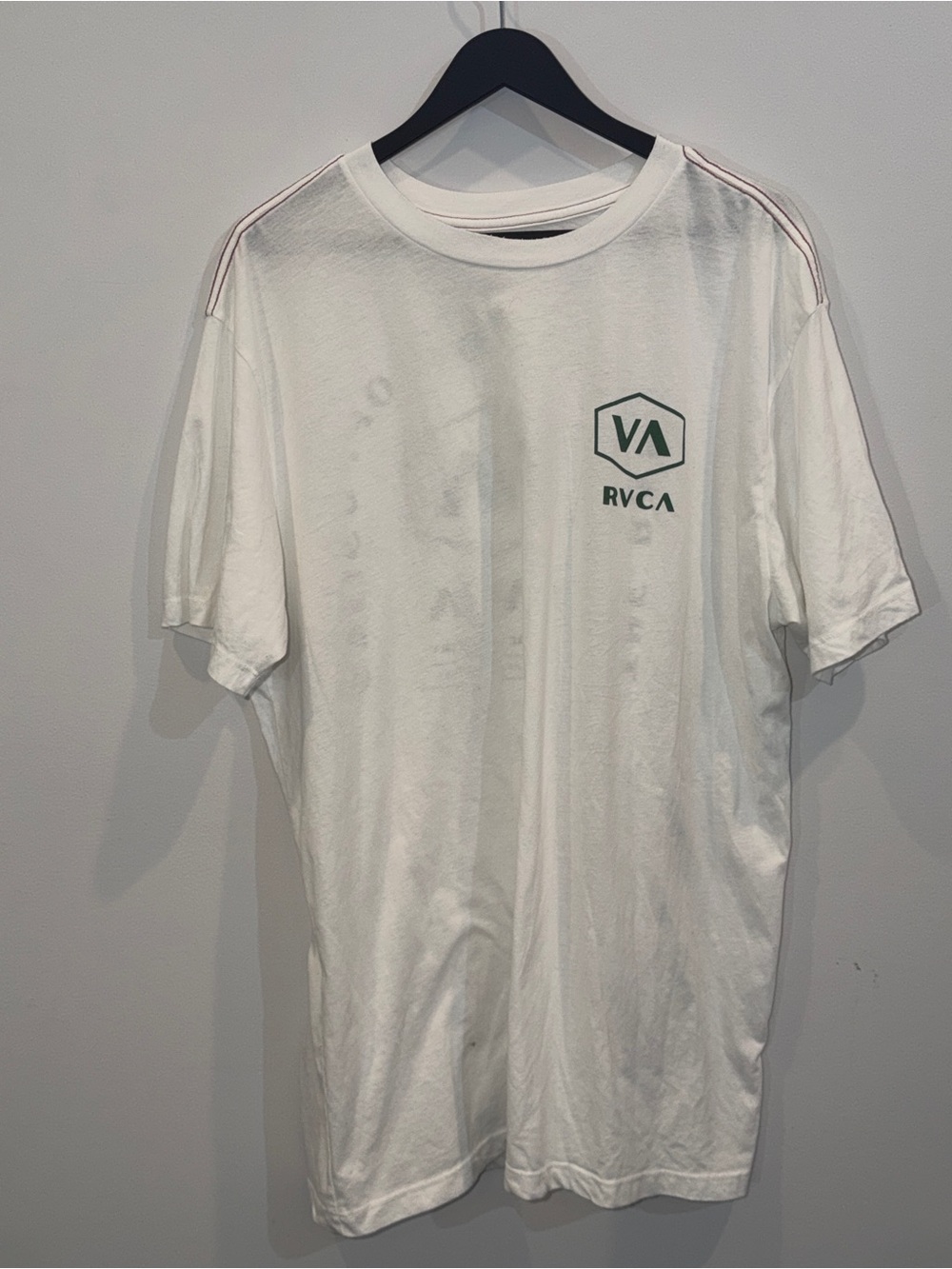 RVCA White Short Sleeve Tee with Green Logo